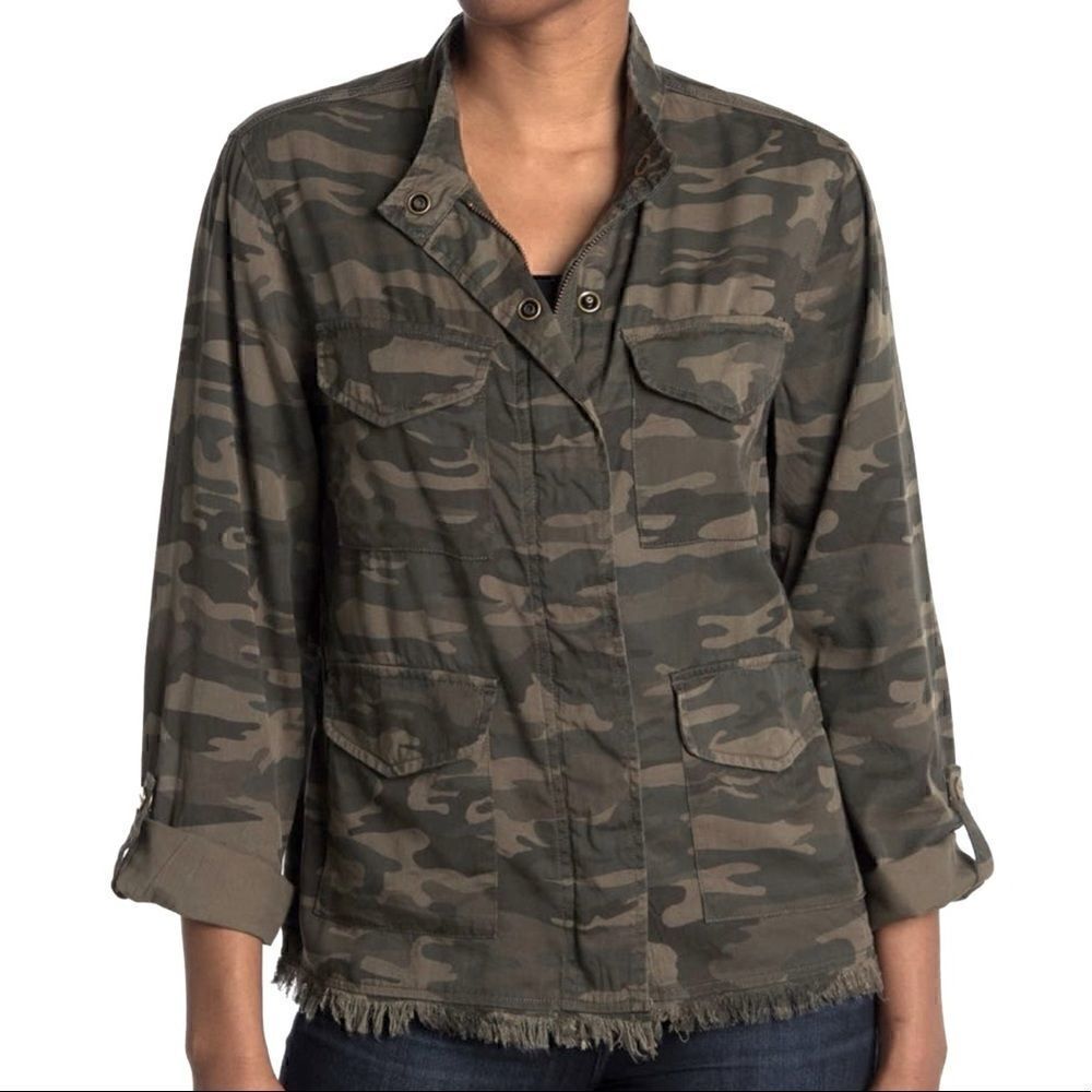 Sanctuary | Fray Hem Utility Jacket | Camo